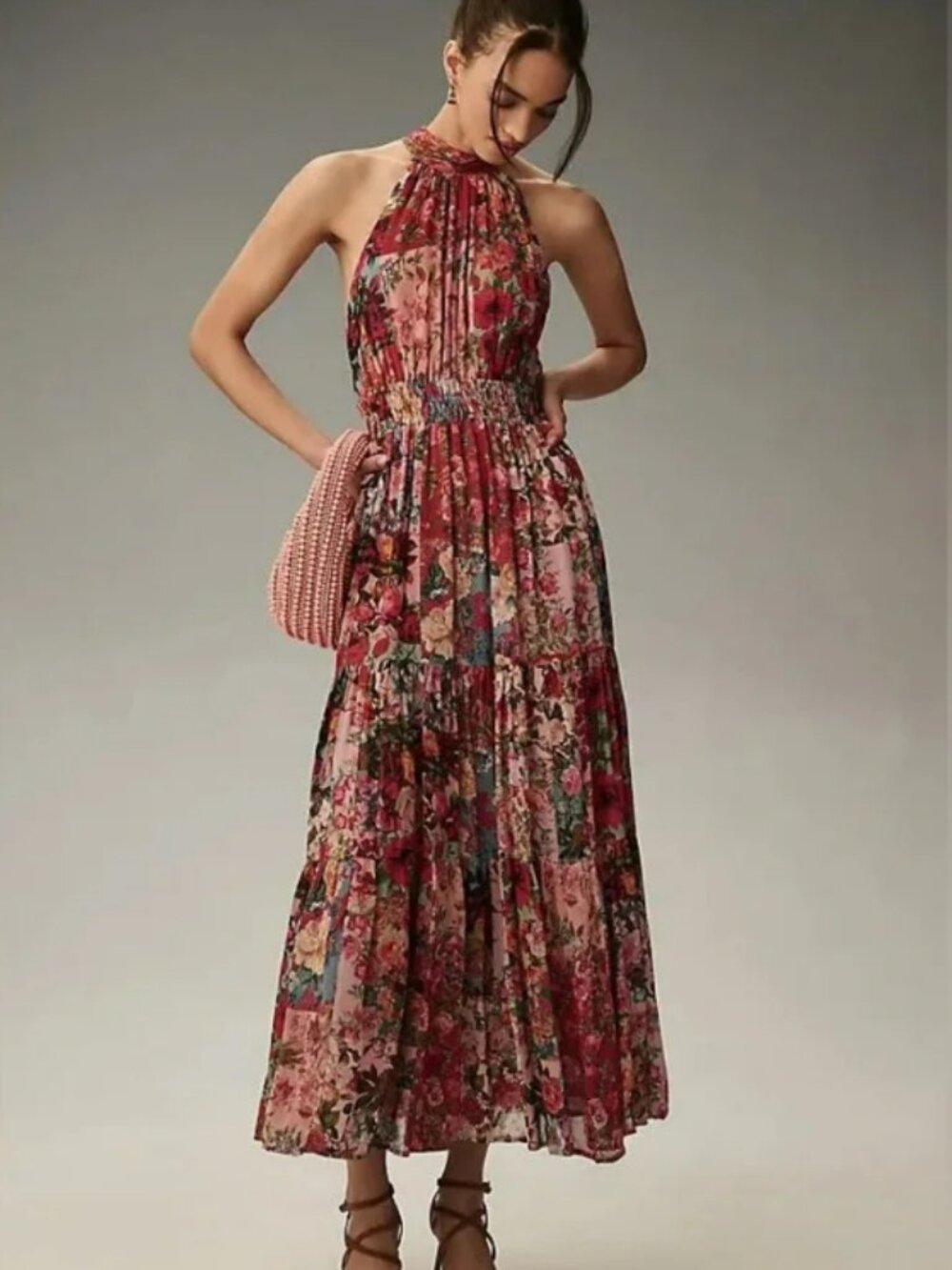 Anthropologie The Somerset Maxi Dress: Halter Edition Patchwork Floral Size 1x